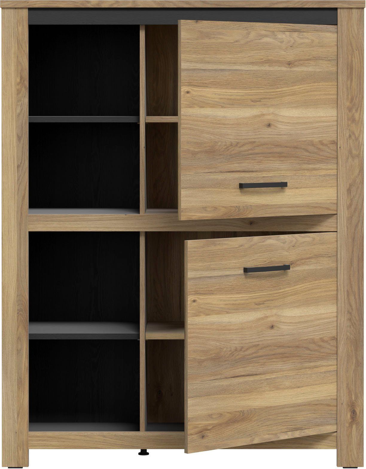 Highboard FORTE in Mauvella Eiche / Cabezone Eiche schwarz