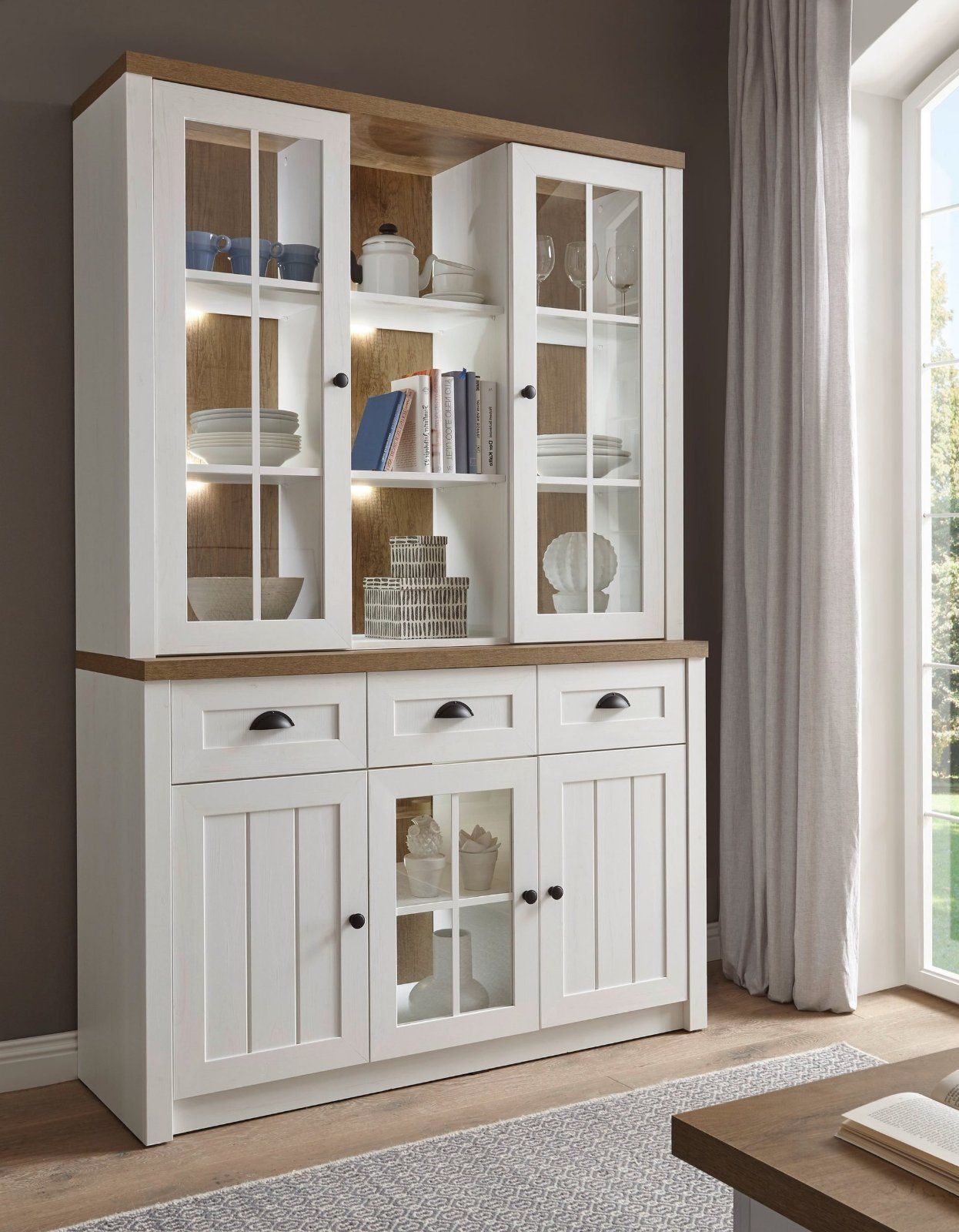 Home affaire Buffetschrank »Beauvais«, Höhe ca. 198 cm in weiß Pinie