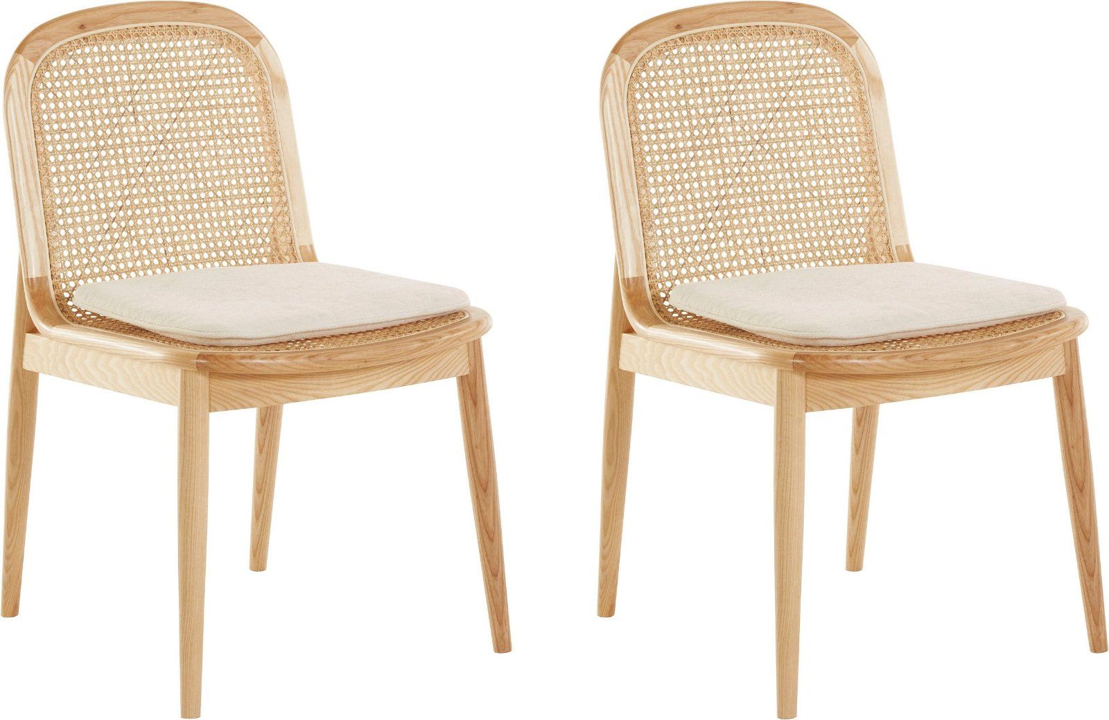 Essgruppe »Mavie« Set, 5-tlg Massivholz mit Rattaneinsatz