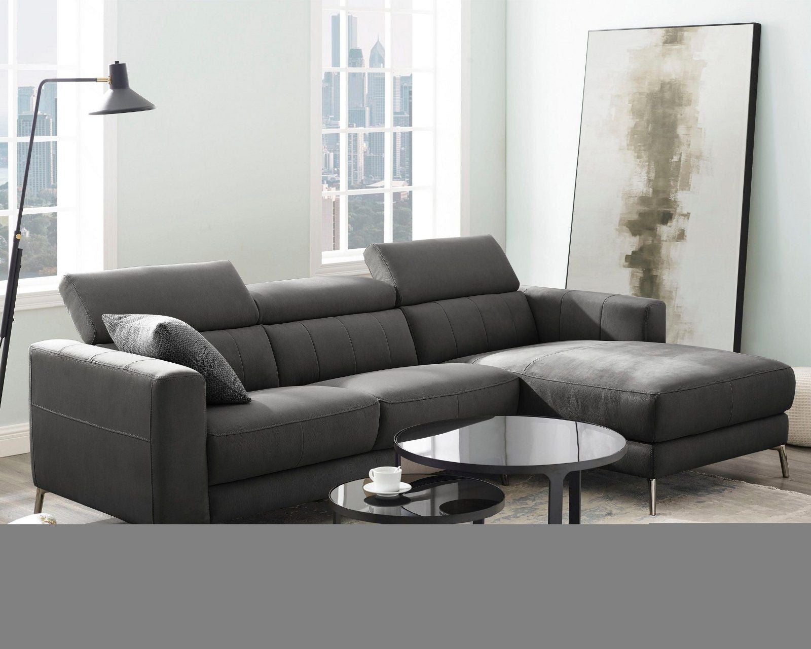 Places of Style Ecksofa »California« Luxus-Microfaser dunkelgrau