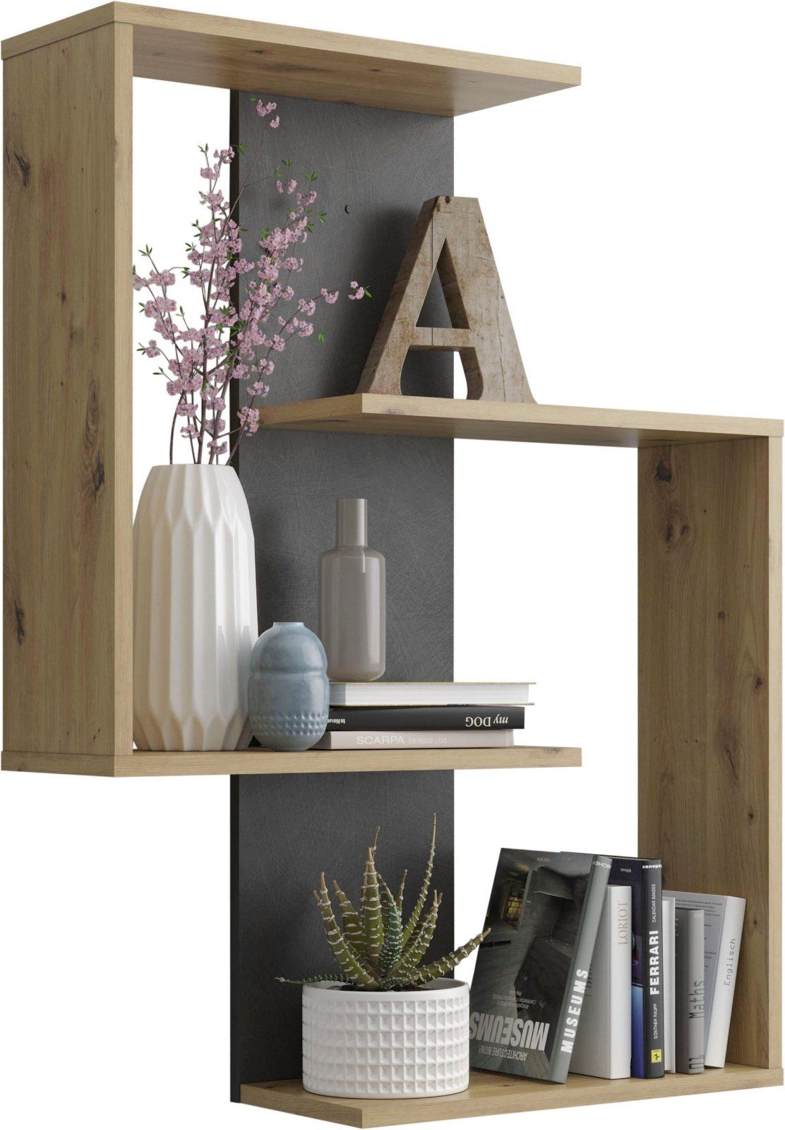 Wandregal Kreta, in artisan eichefarben/matera