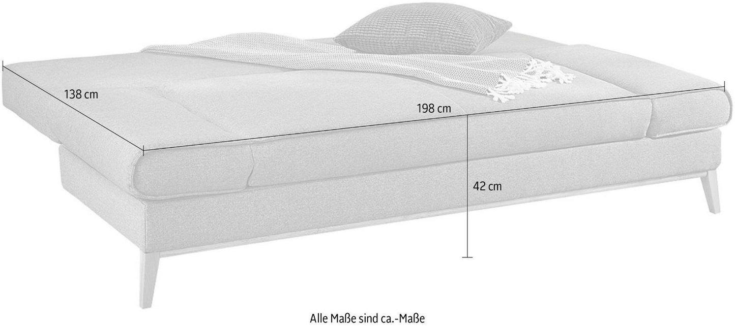 Schlafsofa Yann inklusive Bettfunktion und Bettkasten in grau