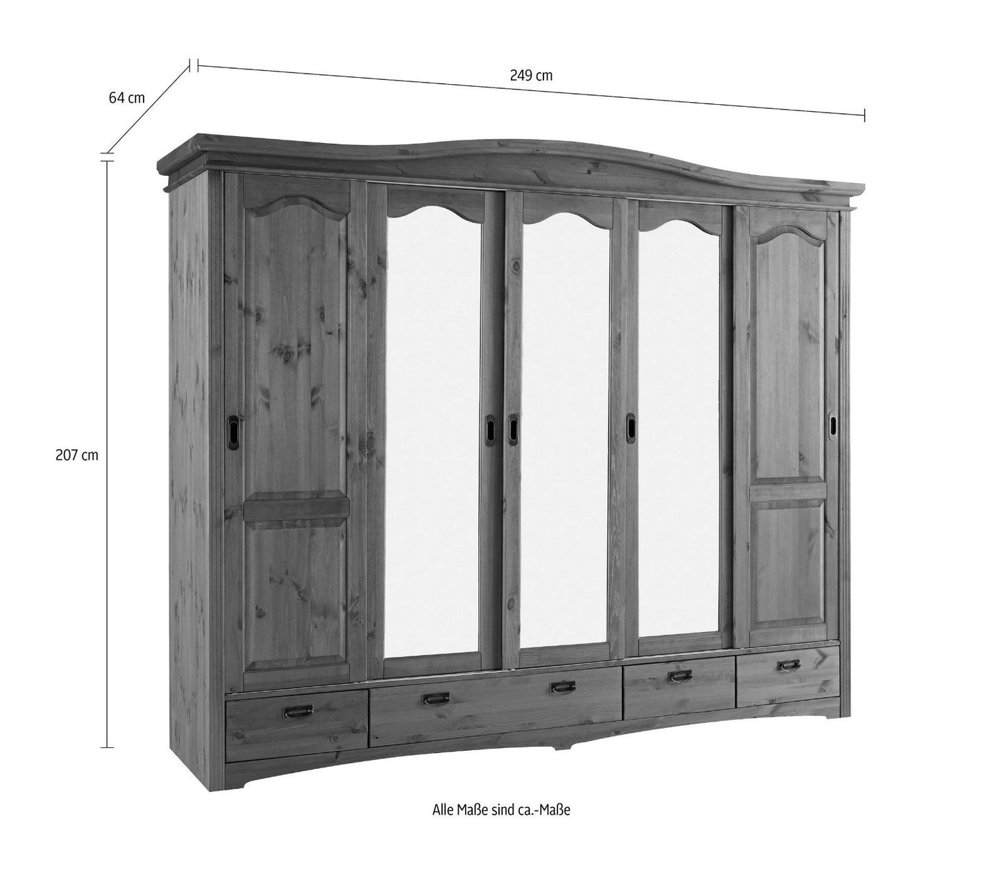 Kleiderschrank Konrad 5-türig weiß/kirschbaumfarben