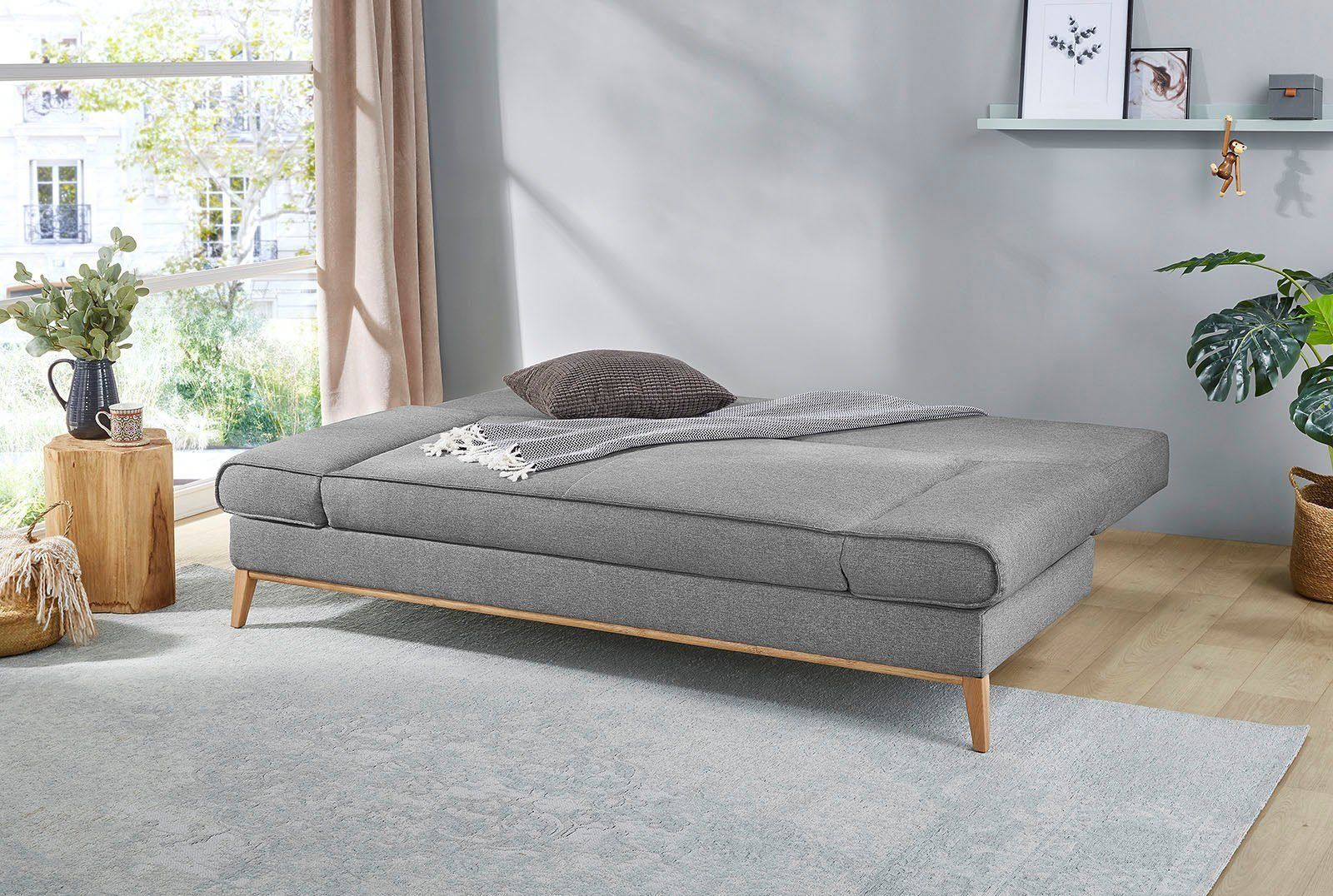 Schlafsofa Yann inklusive Bettfunktion und Bettkasten in grau