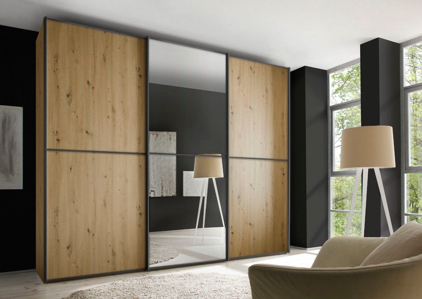 Schwebetürenschrank Sinfonie Plus Mit Spiegeltüre Artisan Eiche