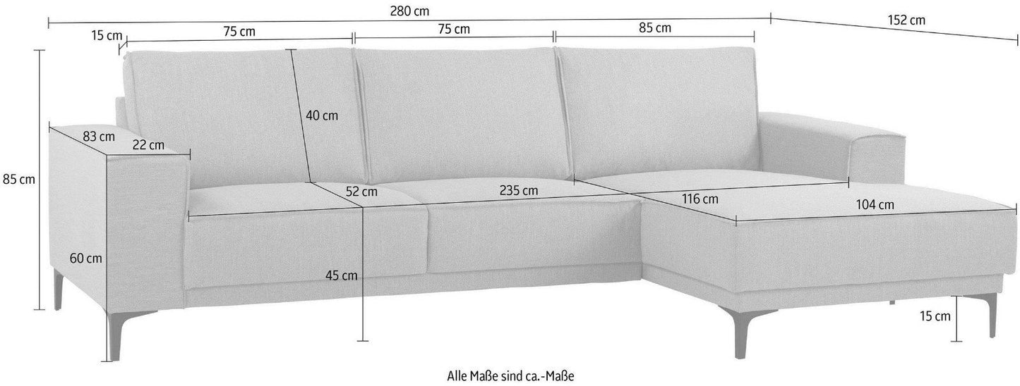 Places of Style Ecksofa Oland, im zeitlosem Design