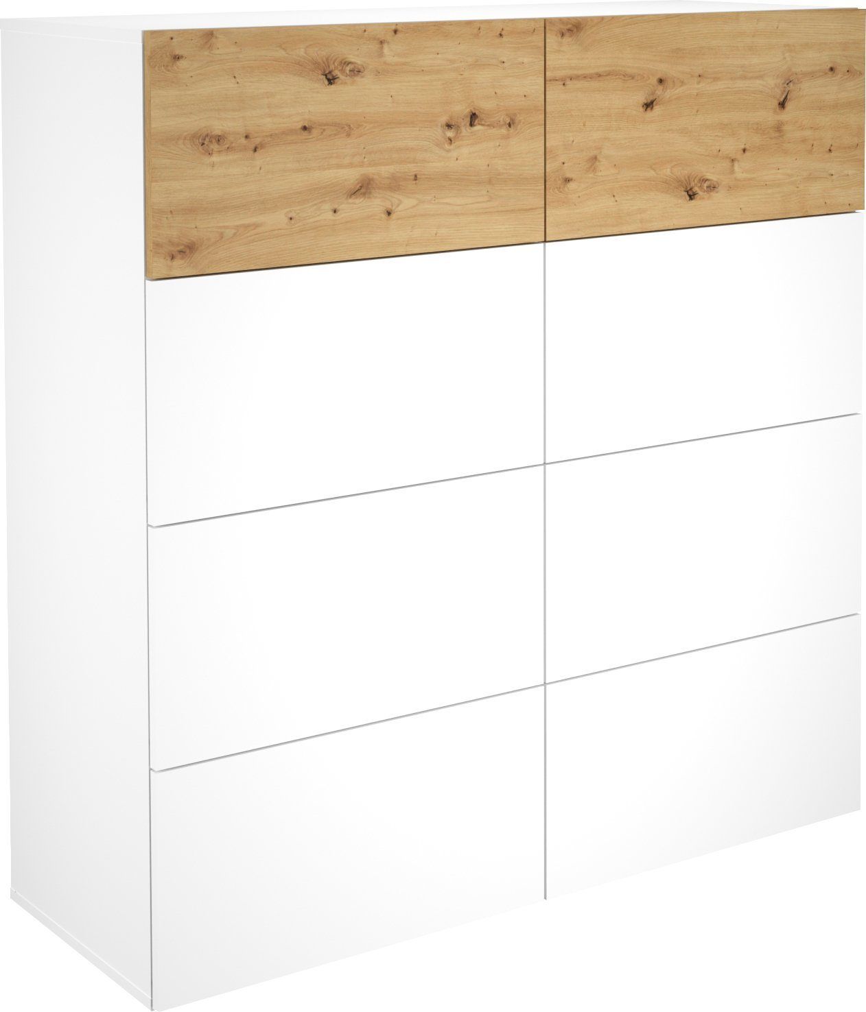Kommode Belm, Breite 109 cm, brilliantweiß / eiche