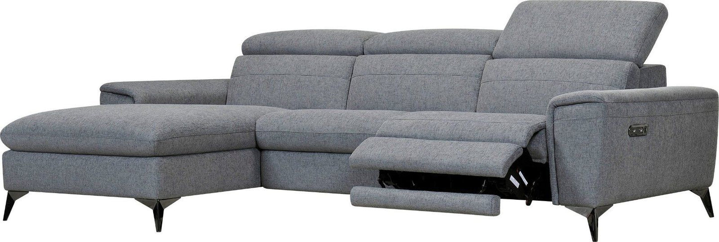 Ecksofa »Theron«,elektrische Relaxfunktion Struktur weich grau