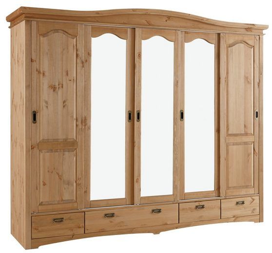 Home affaire Schiebetürenschrank 5 türig »Konrad« aus massiver Kiefer, Breite 249 cm