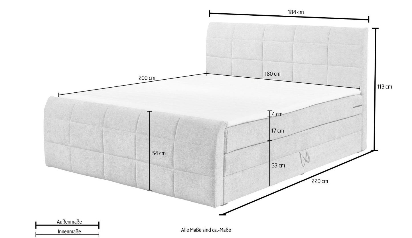 Boxspringbett Sacramento,180cm inkl. zwei Bettkästen und Topper