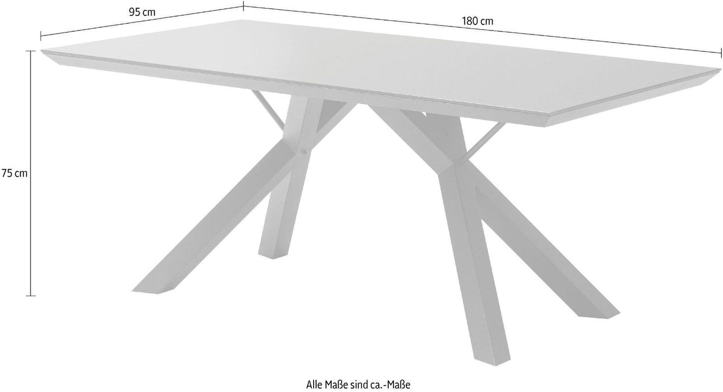 MCA furniture Esstisch Everett, mit Glasplatte 180x95cm