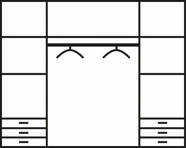 Kleiderschrank Jupiter 4 türig in schwarz/weiß