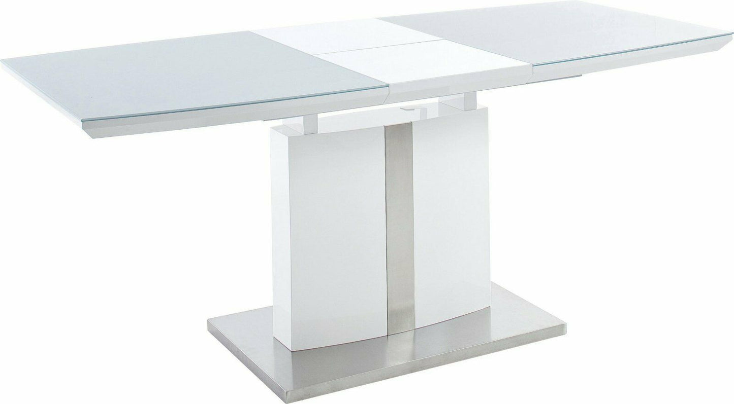 Esstisch »Najuma« Bootsform weiß Synchronauszug, Sicherheitsglas