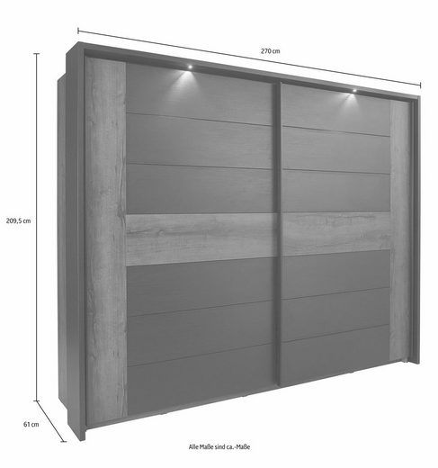 Schwebetürenschrank »Bellevue« 270cm schlammeichefarben/schwarz