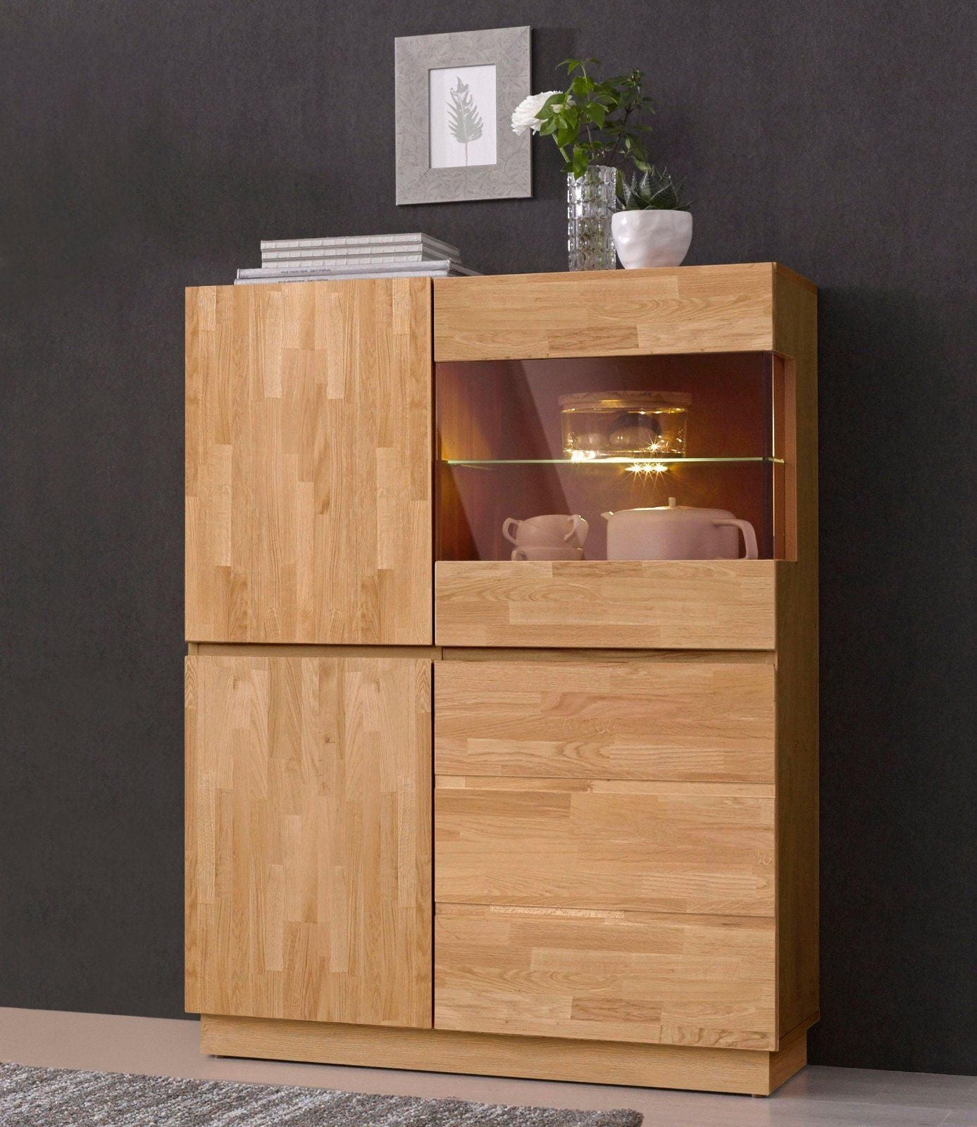 Home affaire Highboard, Höhe 120 cm Eiche teilmassiv