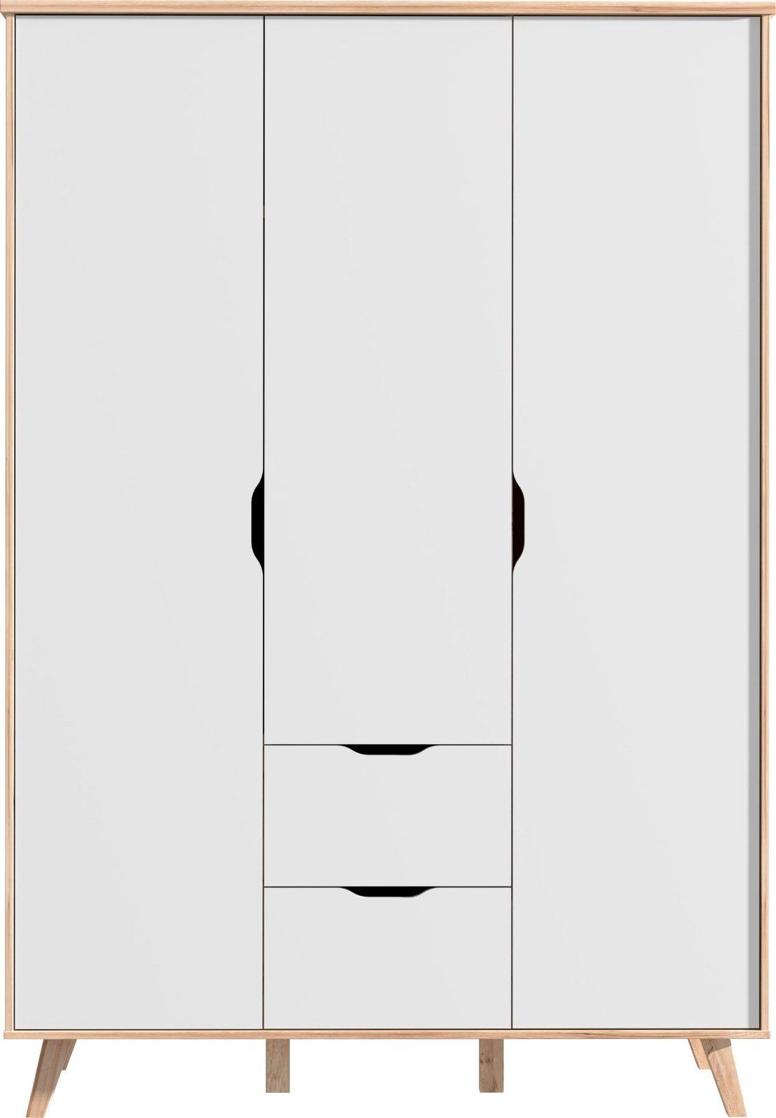 Drehtürenschrank Vankka in Planken Eiche/Weiss