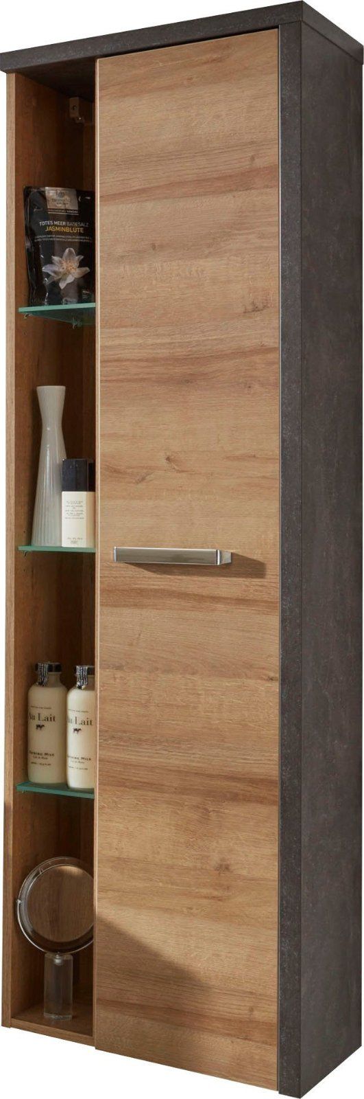 Badezimmer Hochschrank »Bay« mit innen verspiegelter Tür