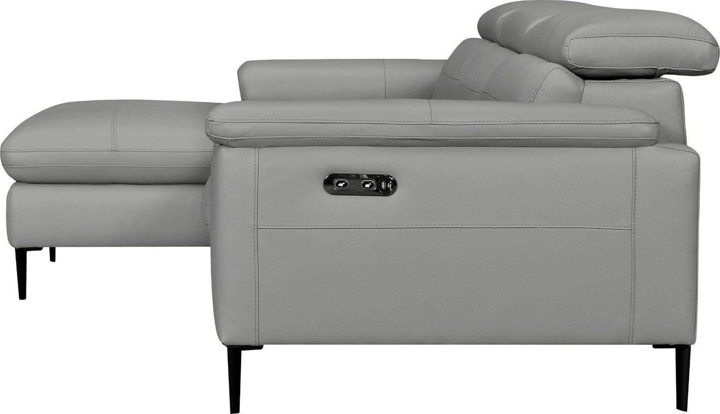 Ecksofa Sacramento elektrische Relaxfunktion Leder dunkelgrau