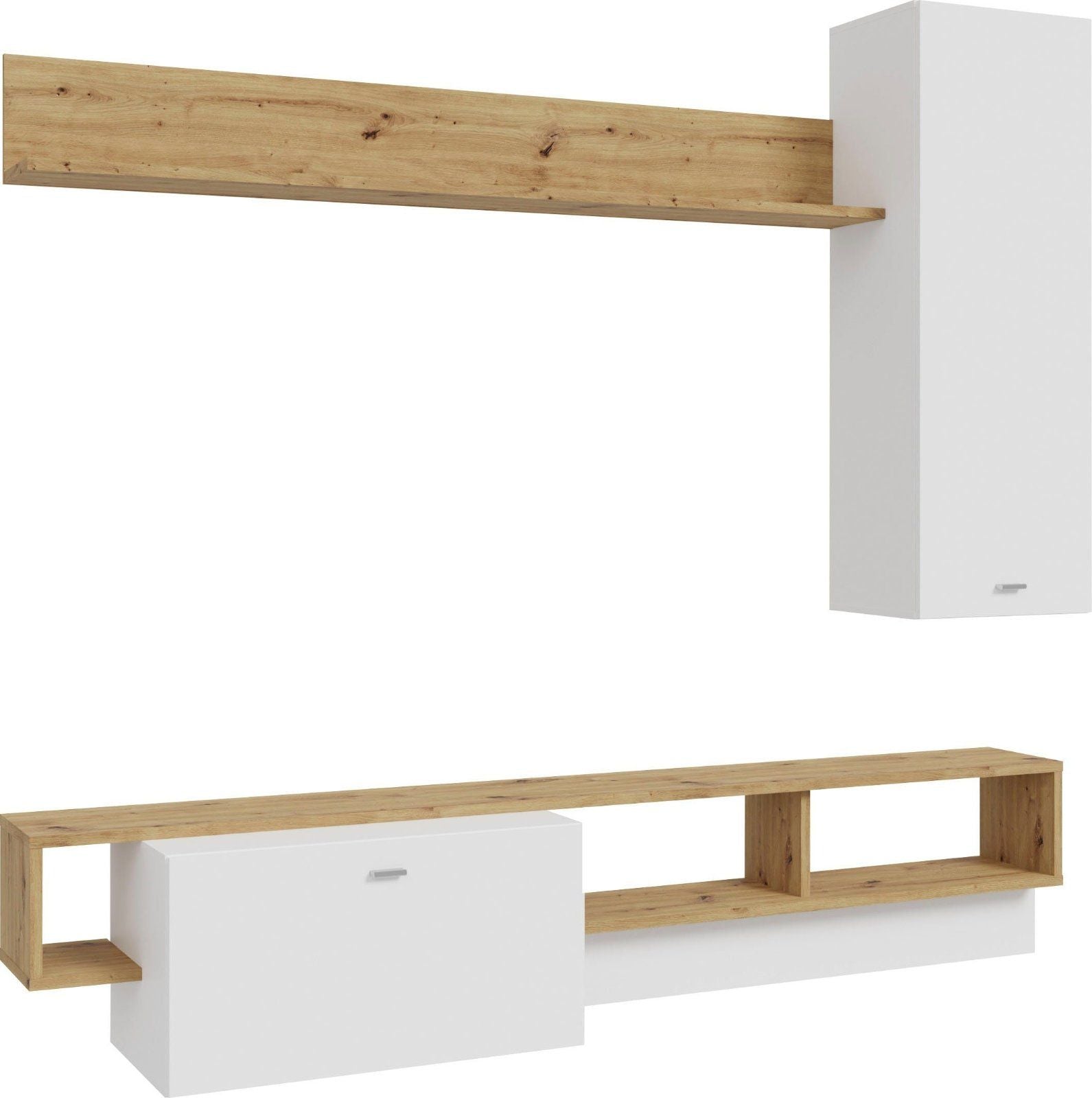 Wohnwand »Argymir« Partien im Holzlook Artisan Eiche / Weiß