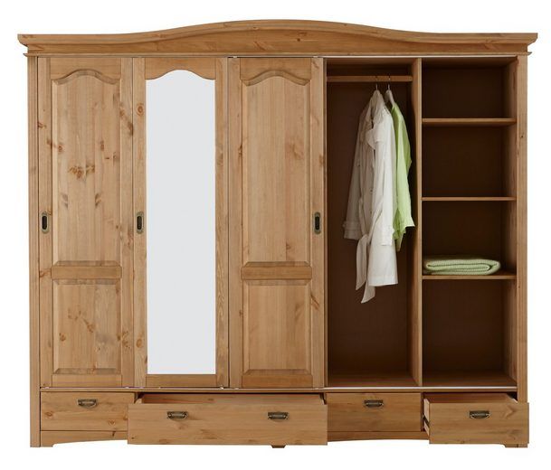 Home affaire Schiebetürenschrank 5 türig »Konrad« aus massiver Kiefer, Breite 249 cm