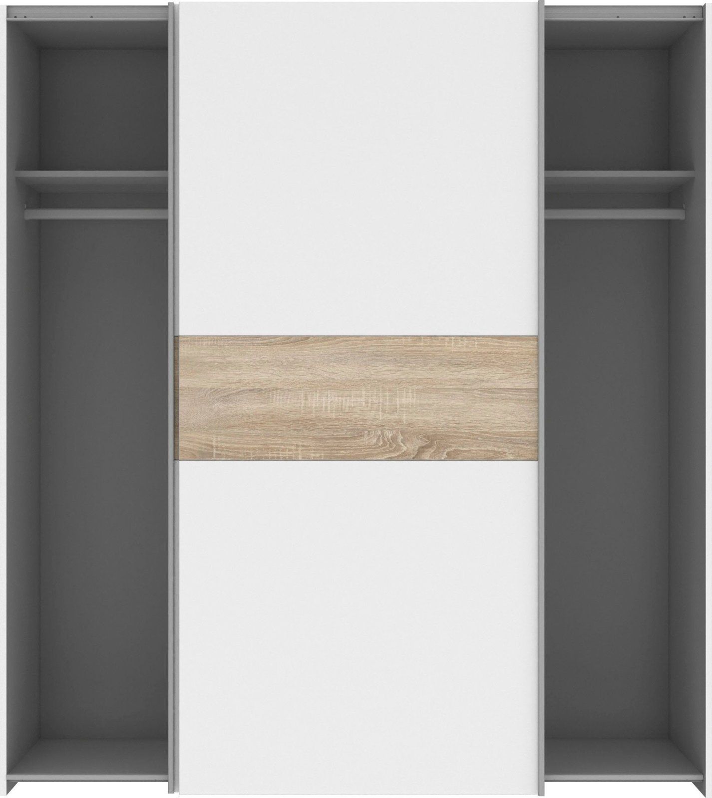 Schwebetürenschrank Longline in weiß/sonoma eiche
