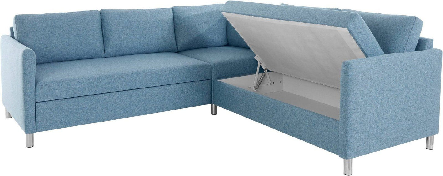 Ecksofa »Manlius«, mit Schlaffunktion, Struktur blau-grün