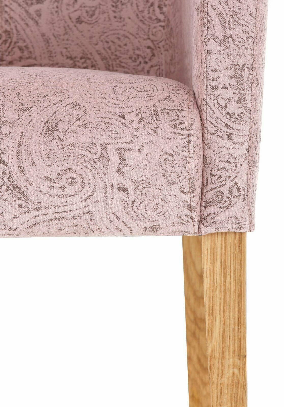 Armlehnstuhl »King« 6 Stück, Microfaser mit Druck rosa/eiche