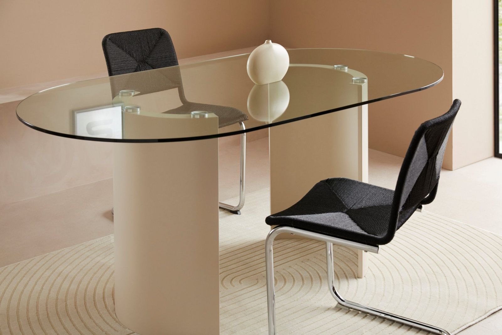 LeGer Esstisch Namika, Tischplatte 180x100 aus Glas, Gestell aus Metall