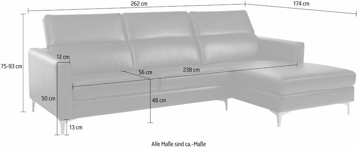 Places of Style Ecksofa in schwarzem Luxus-Kunstleder