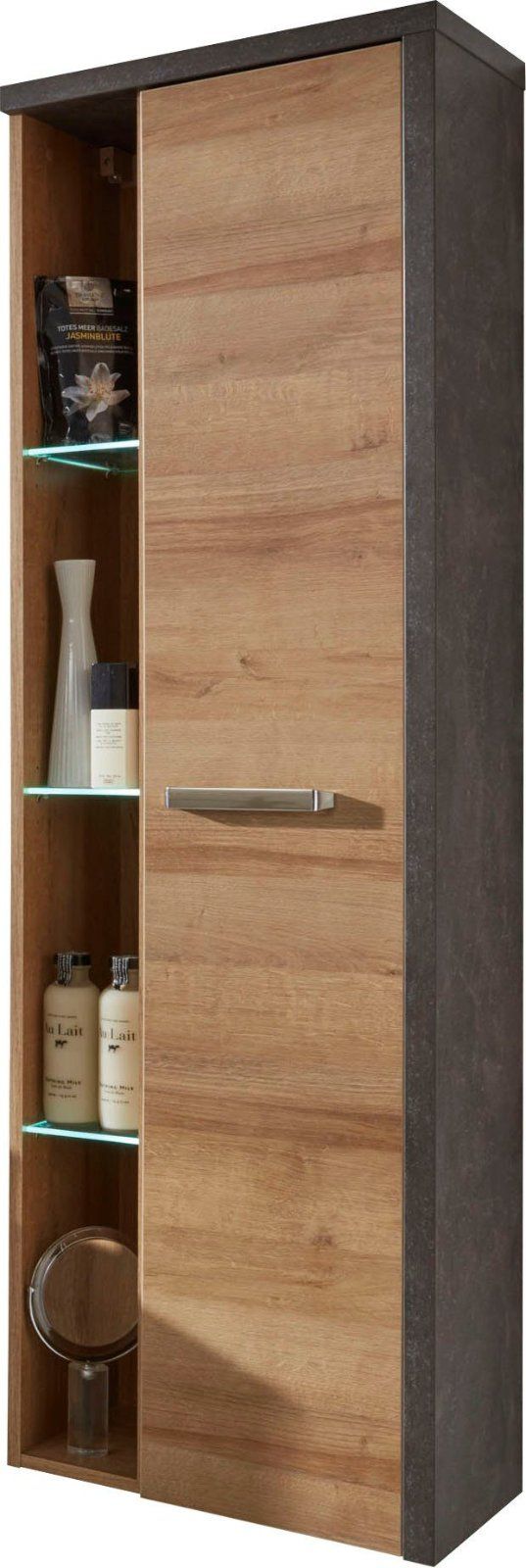 Badezimmer Hochschrank »Bay« mit innen verspiegelter Tür