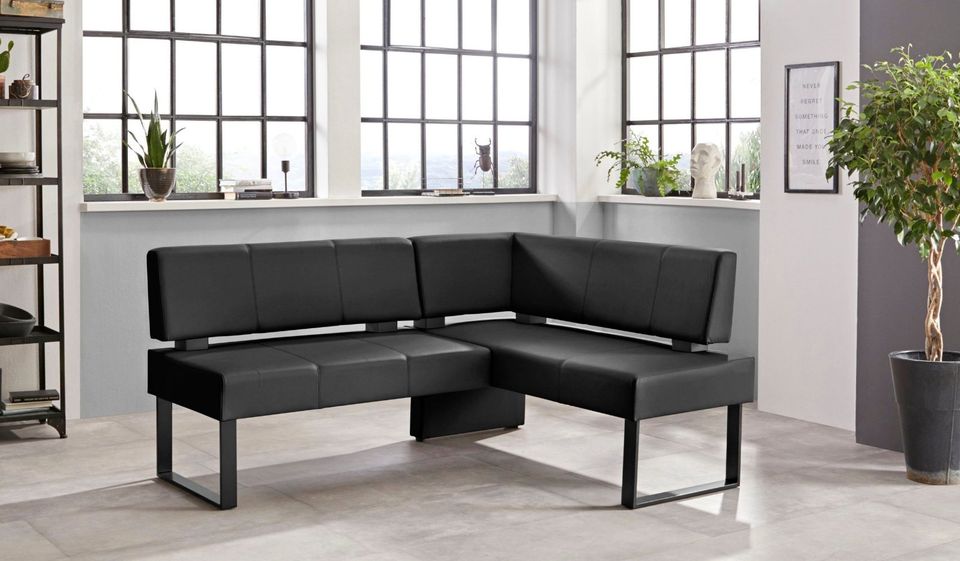 Home affaire Eckbank Oliver, mit Metallgestell, Kunstleder schwarz