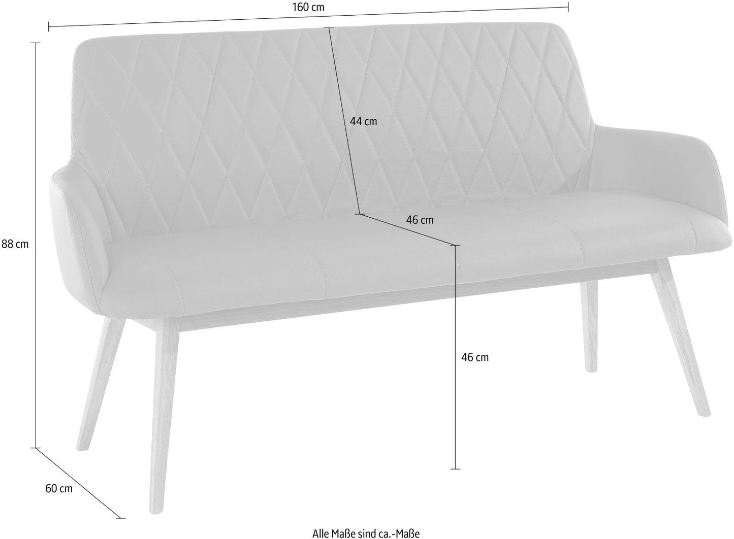 Home affaire Sitzbank Brest in grau, Leder, Massivholz, Bank Breite 90 cm