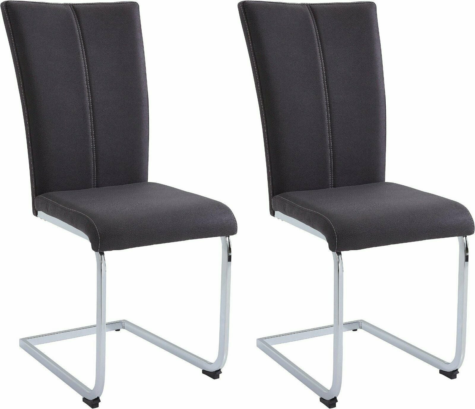 Freischwinger 2 Stück anthrazit/silberfarben Microfaser Edelstahl