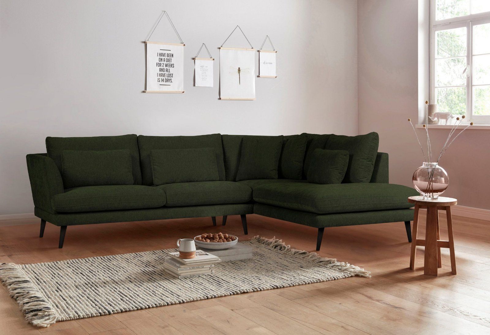 andas Ecksofa »Gondola«, Luxus-Microfaser weich dunkelgrün