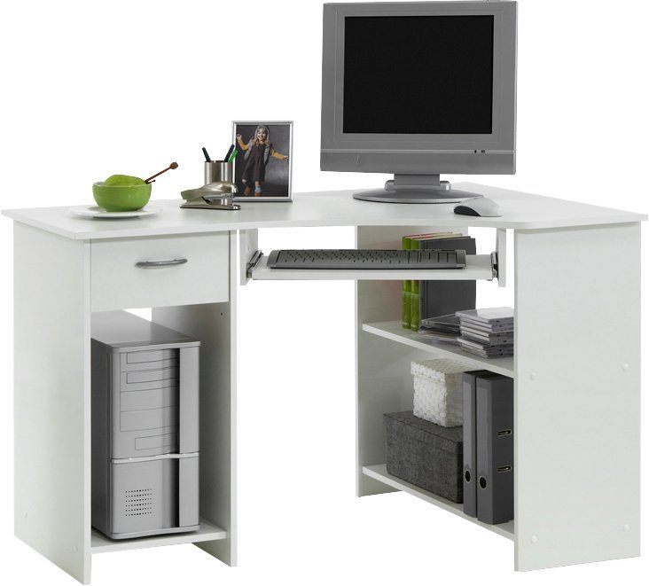 Eckschreibtisch Felix, mit Stauraum in weiß