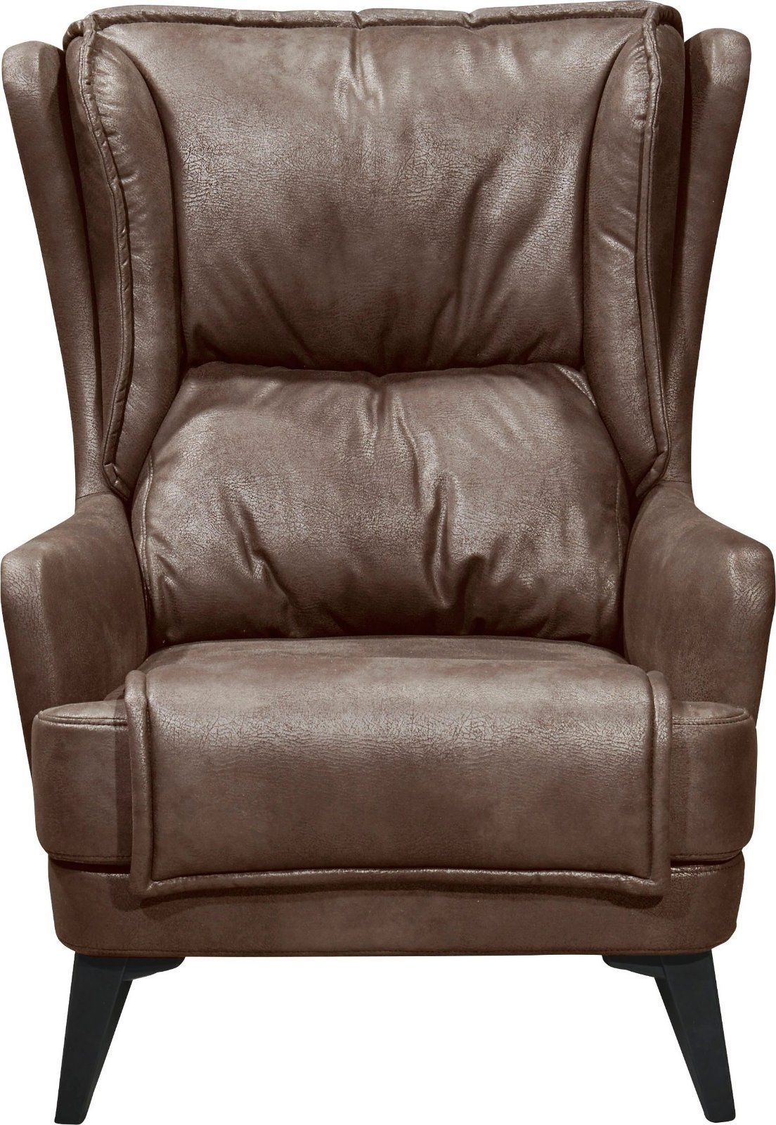 Ohrensessel Edward, Bezug in Lederoptik in dunkelbraun