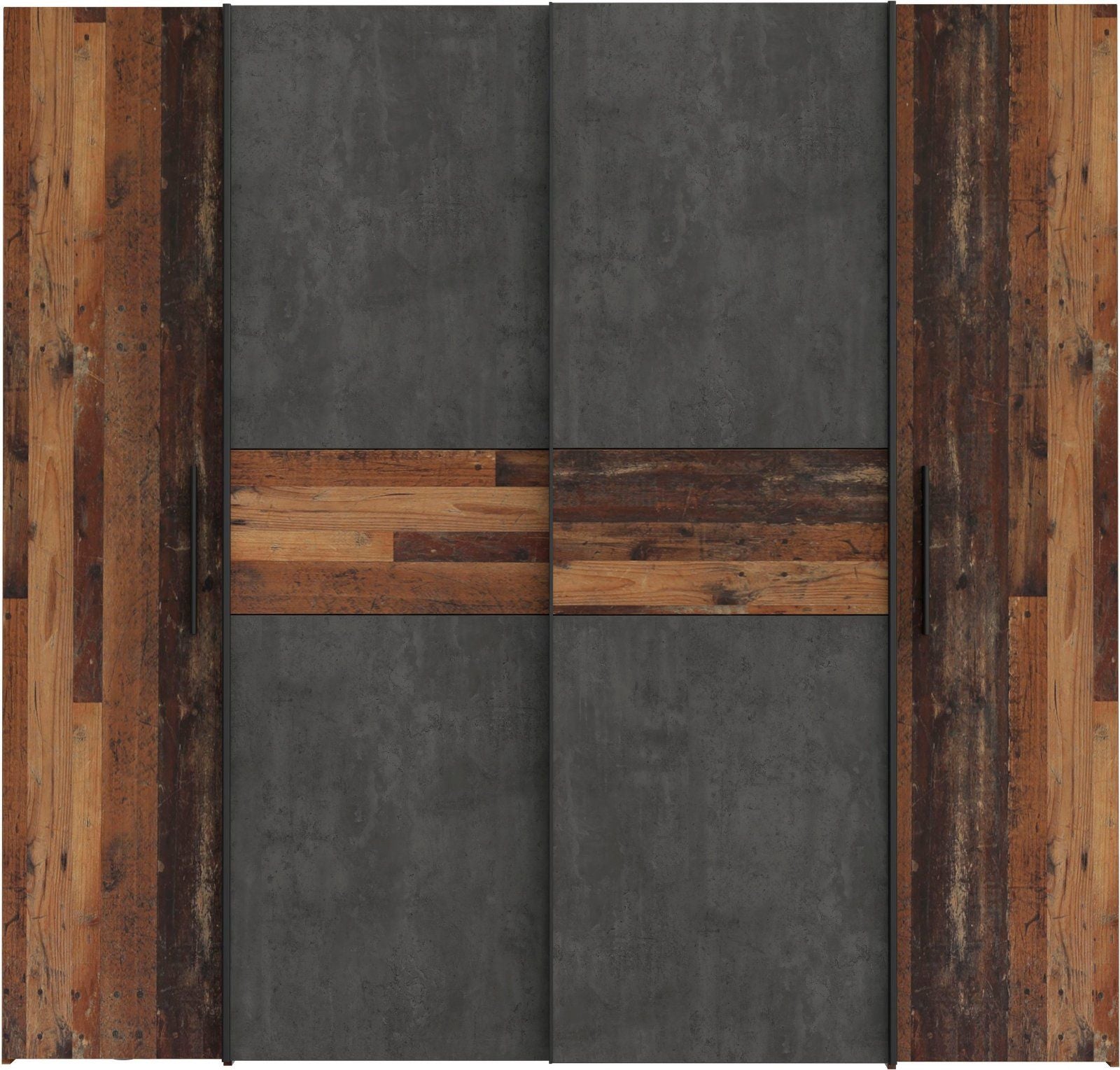 Kleiderschrank Kalixtus in Old-Wood Vintage/Betontopik Dunkelgrau