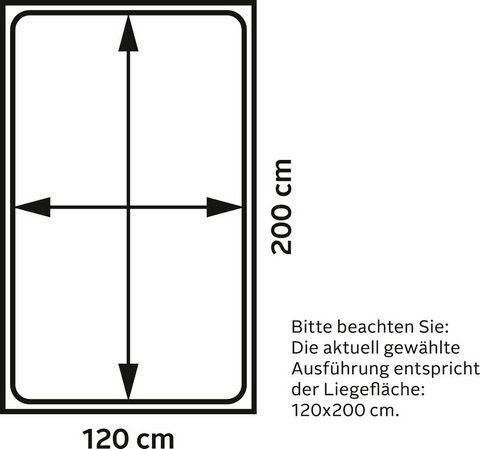Bett Jacky 120 cm x 200 cm Schlammeichefarben-Schwarzeichefarben