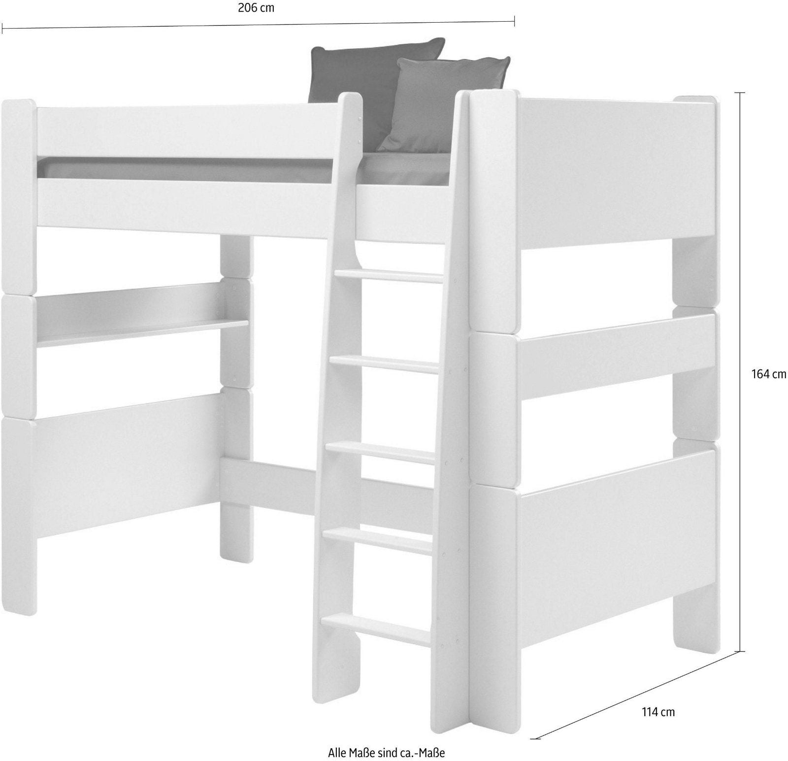 STEENS Hochbett »FOR KIDS« mit Leiter und Rollrost in weiß