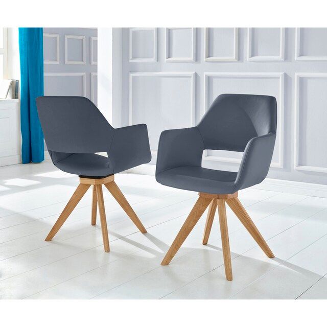 Home affaire Drehstuhl Berlin 2 Stück in Leder cobalt