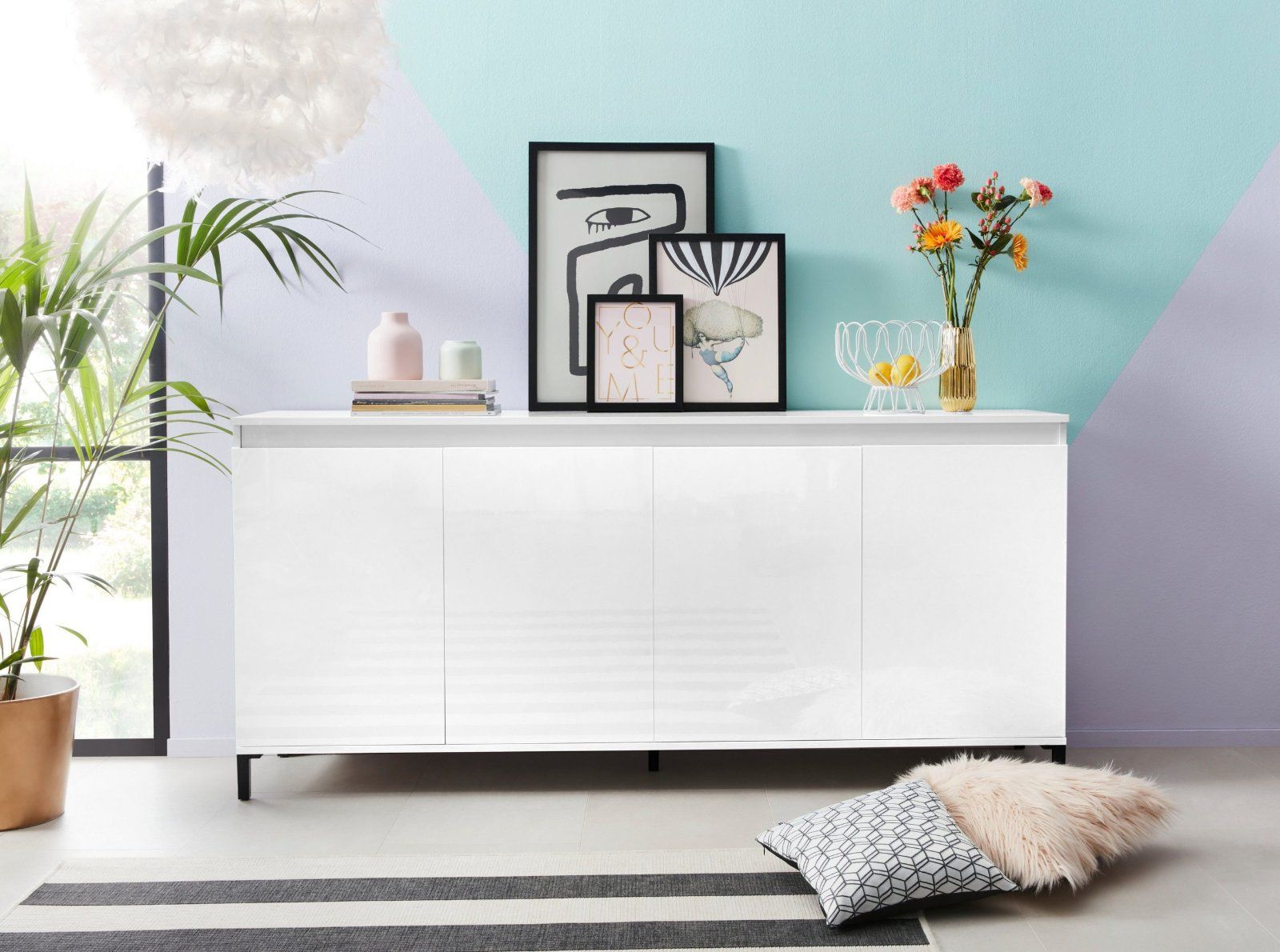 INOSIGN Sideboard Genio, Breite 184 cm, mit wendbarer Blende, Hochglanzlackierung