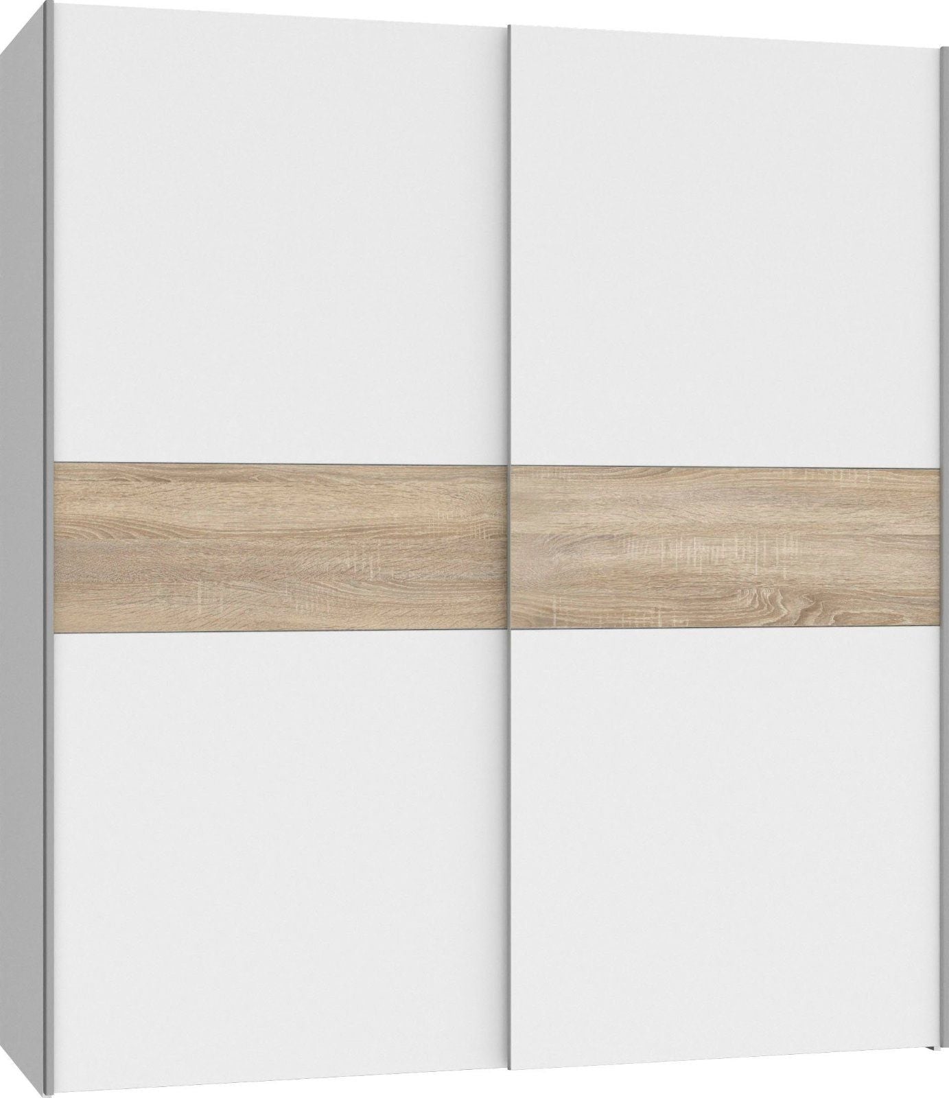 Schwebetürenschrank Longline in weiß/sonoma eiche