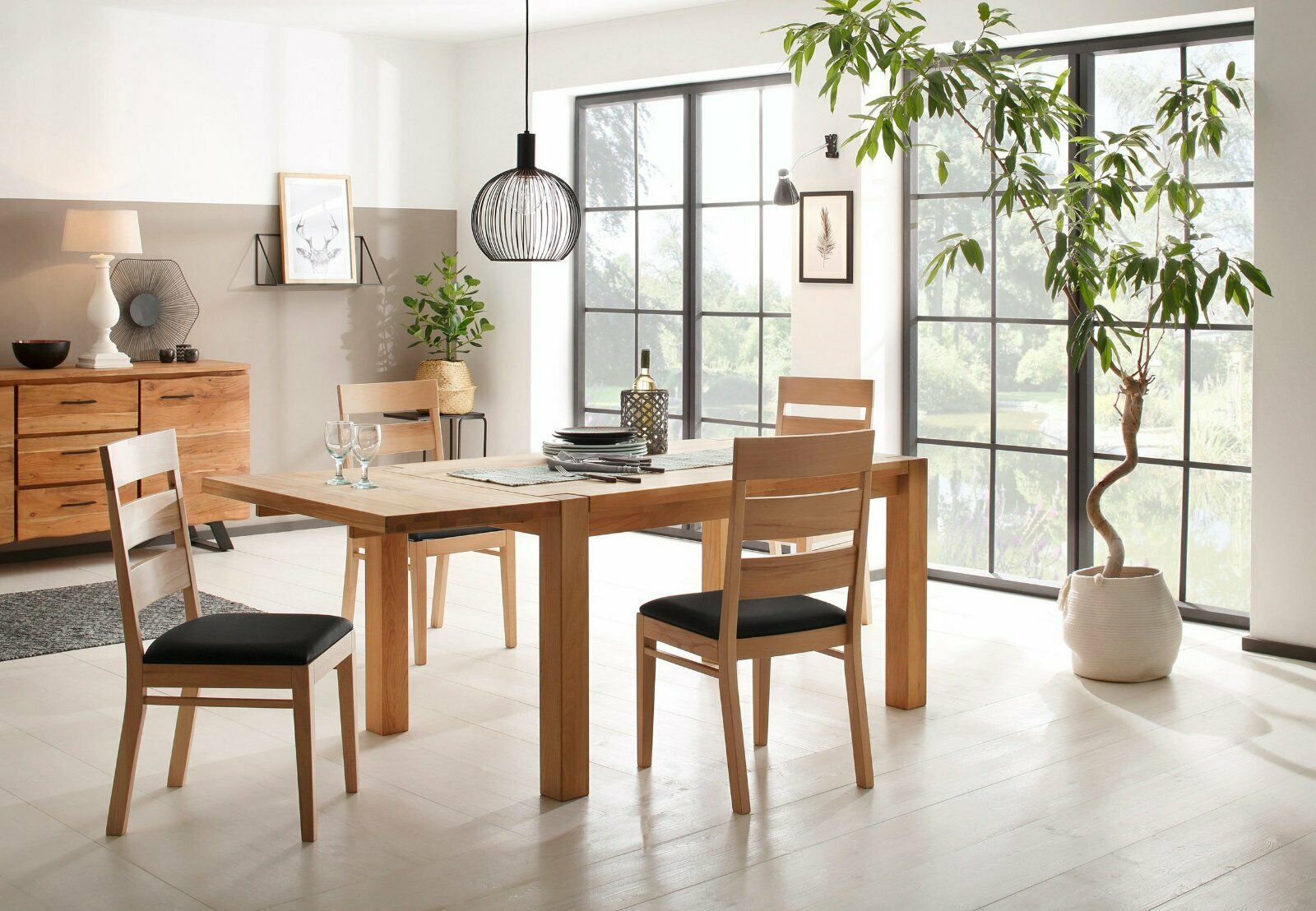 Essgruppe »Nils 2« Set, 5-tlg.Tisch 140cm und 4 Stühle Massivholz