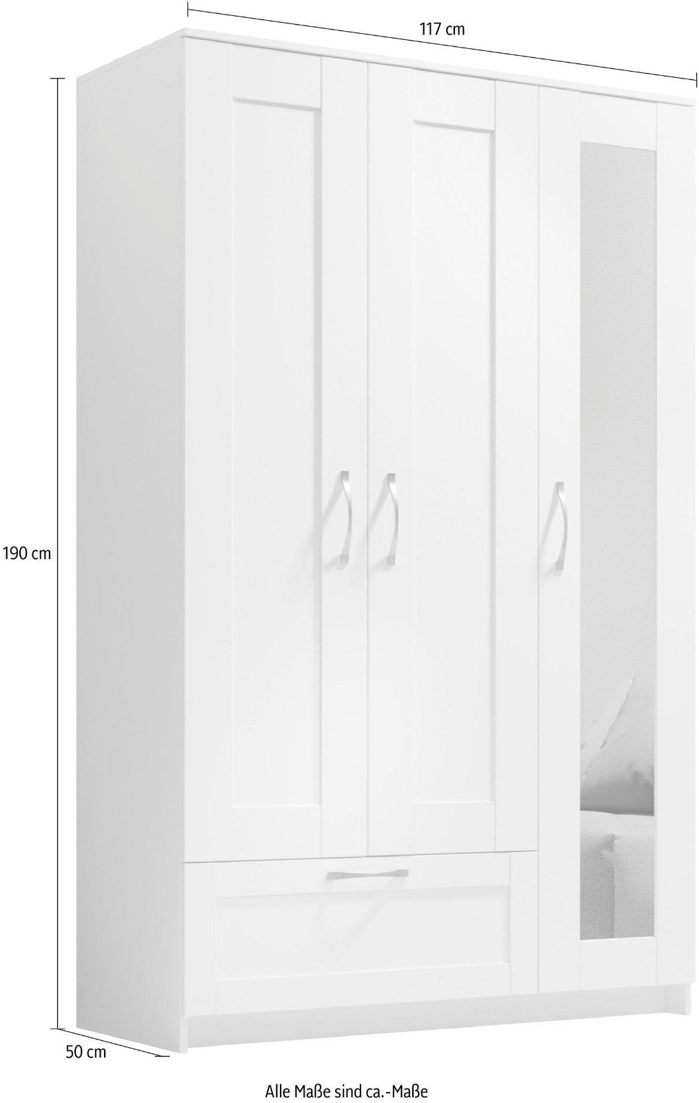 Kleiderschrank / Drehtürenschrank 3-türig »Salias« in weiß
