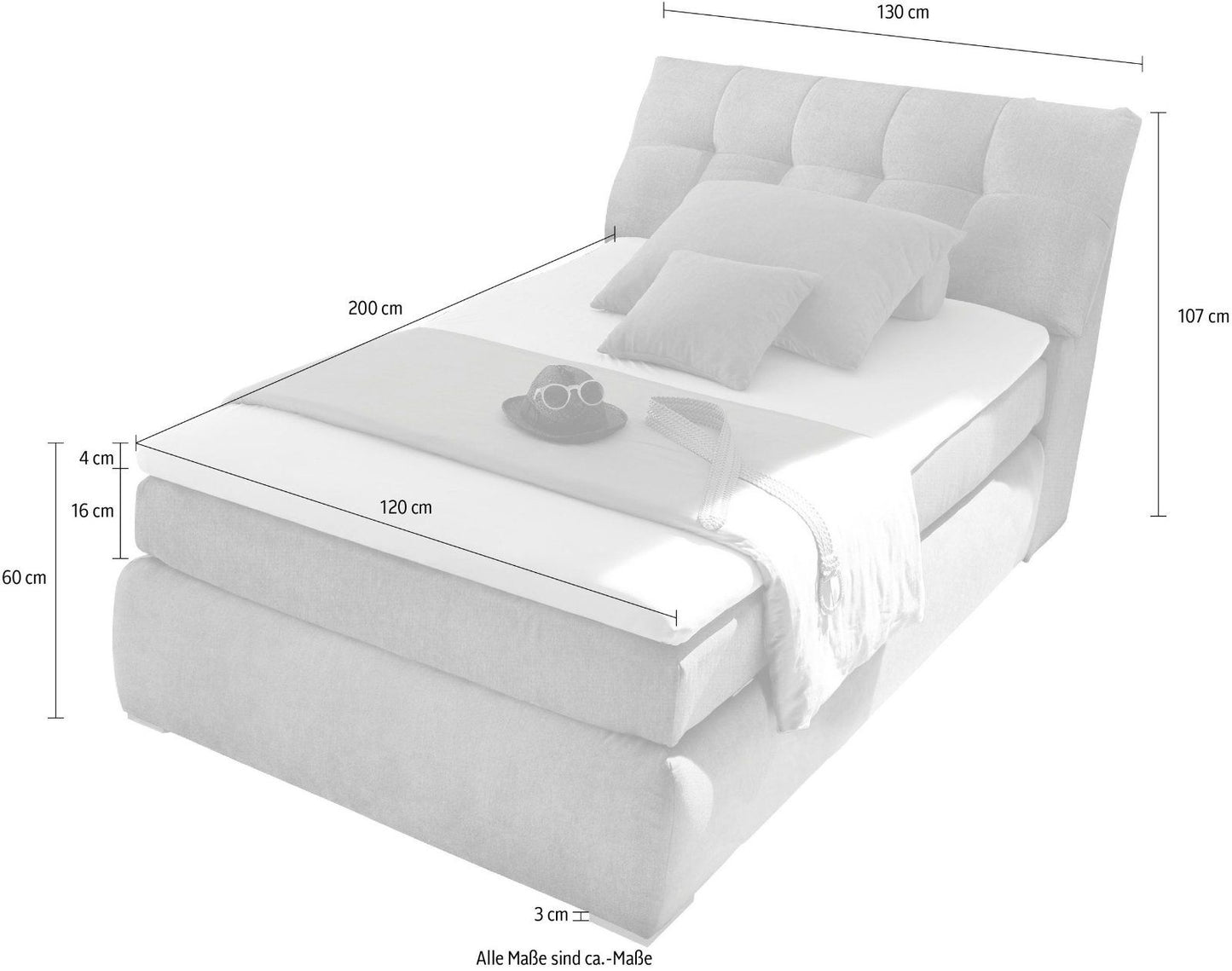 Boxspringbett »Bregenz«, 120x200cm inkl.Bettkasten und Topper