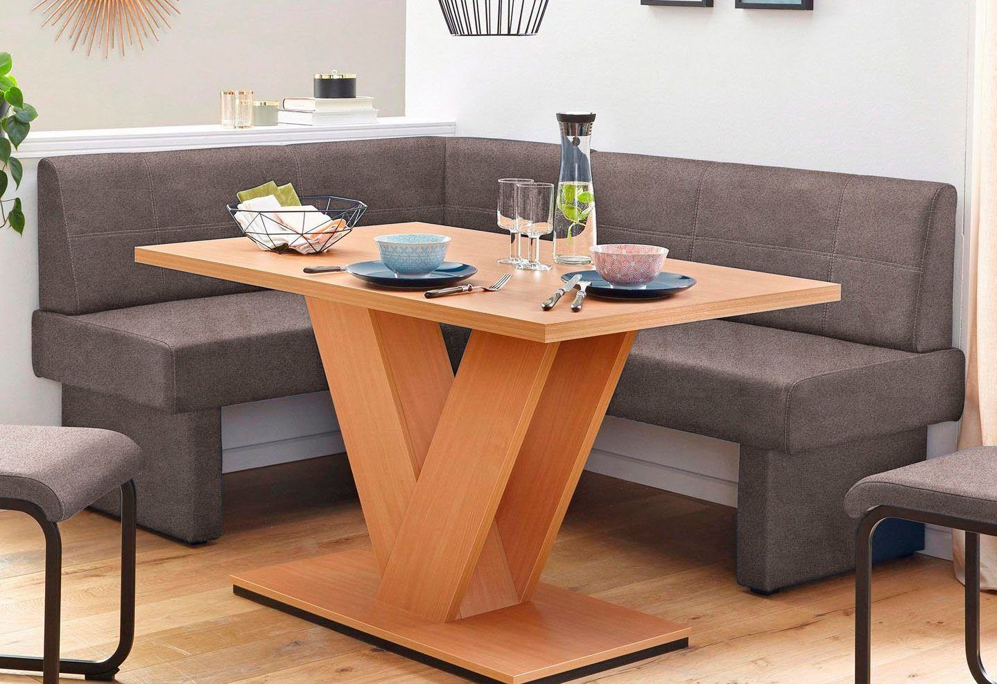 Home affaire Eckbank Nils mit 2 Stühlen in Microfaser dunkelbraun