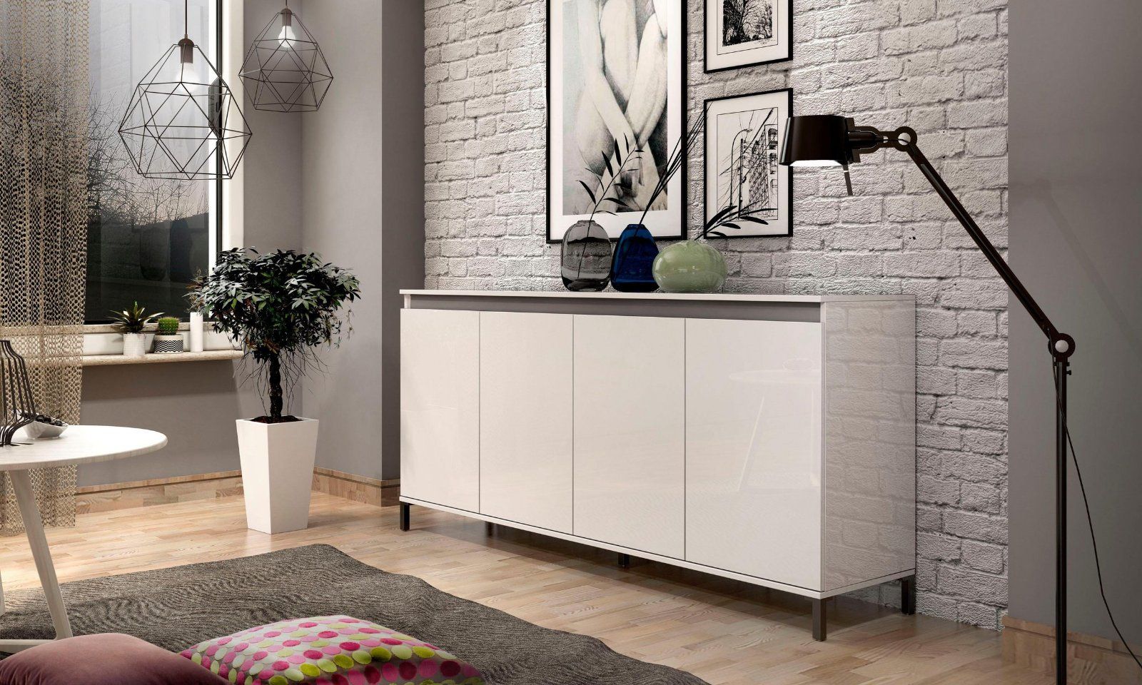 INOSIGN Sideboard Genio, Breite 184 cm, mit wendbarer Blende, Hochglanzlackierung
