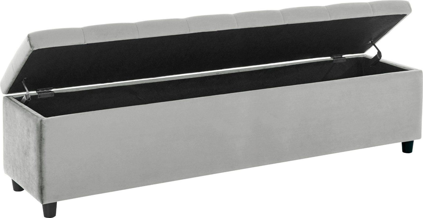 Bettbank Relaxy, gesteppt, mit Staufach 140cm grau