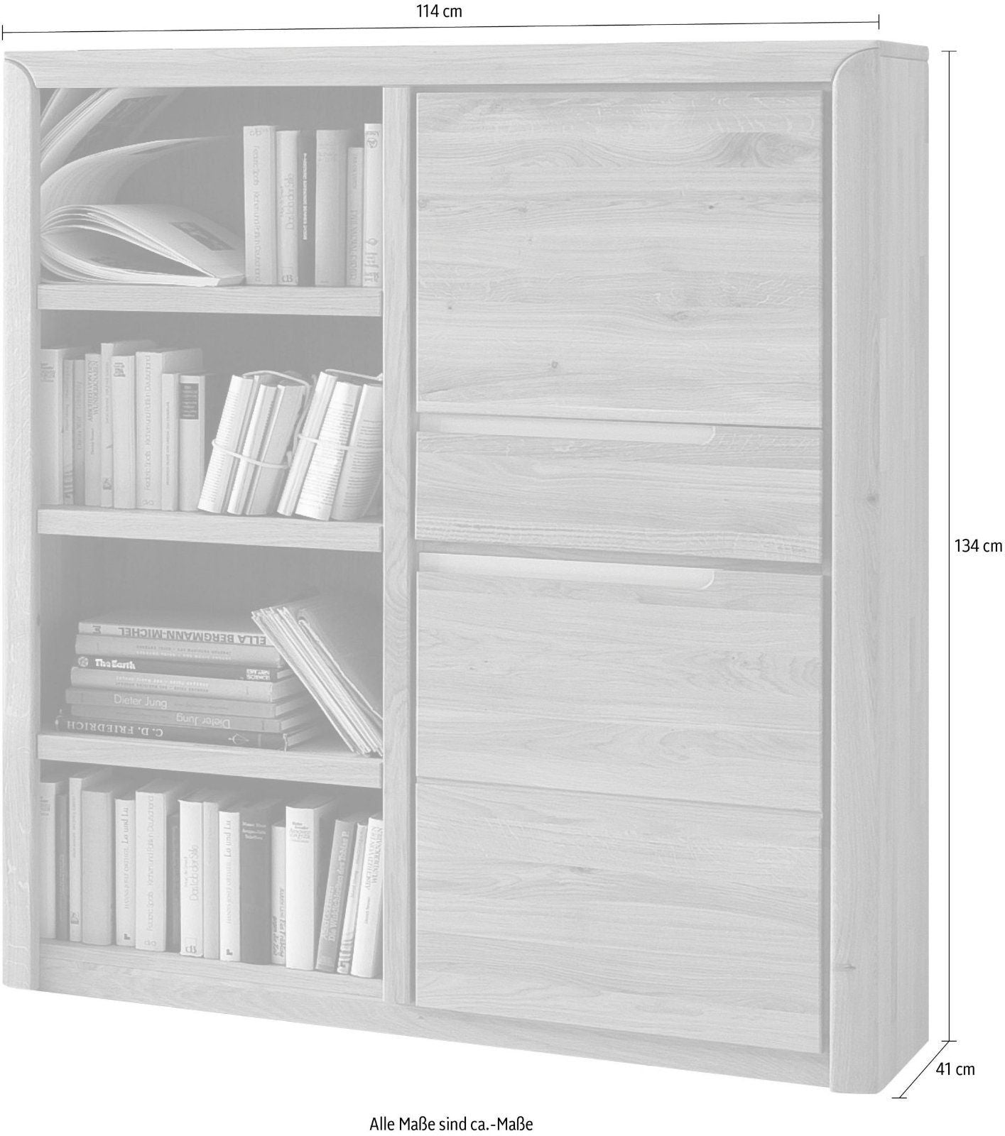 Quadrato Hochschrank »Florenz« Wildeiche massiv Farbe biancoton