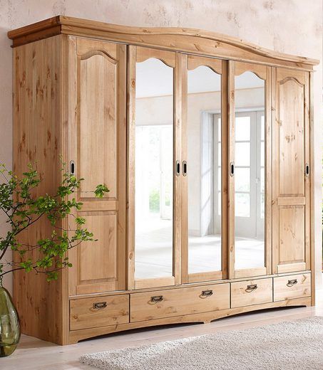 Home affaire Schiebetürenschrank 5 türig »Konrad« aus massiver Kiefer, Breite 249 cm
